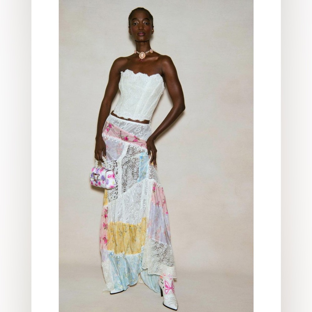 loveshackfancy obelia rainbow patchwork maxi skirt